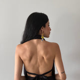 Blusa halter negra espalda descubierta